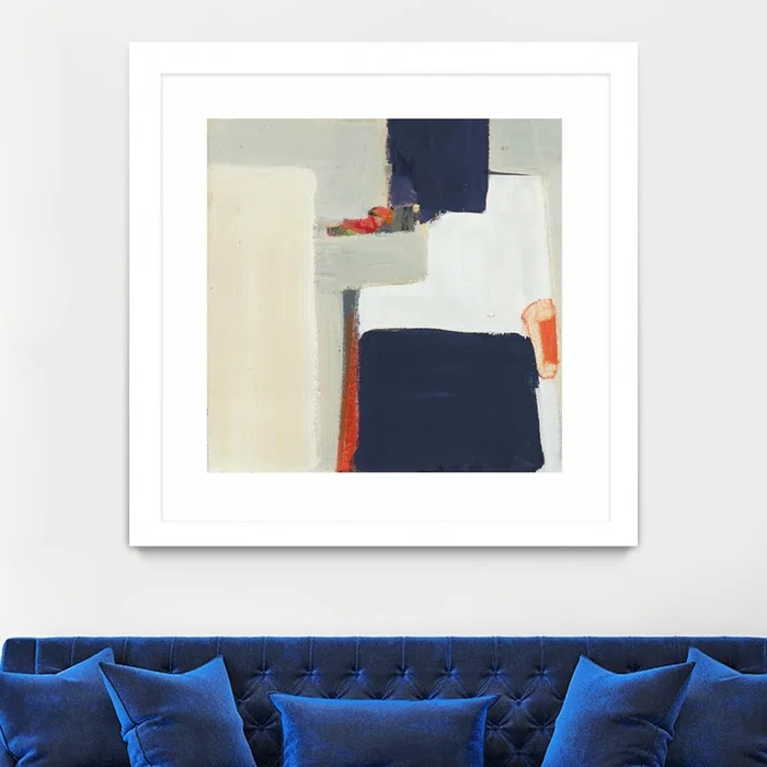 Bay Bridge V1 Matted and Framed White 36×36 Wall Art|uvre dart murale encadre blanche et mate Bay Bridge V1 36×36 - Image 2