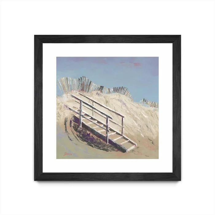 Beach Access Matted and Framed Black 30×30 Wall Art|uvre dart murale encadre noire et mate Beach Access 30×30