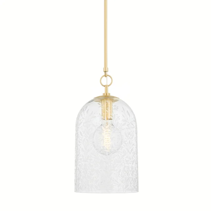 Belleville 1-Light Pendant in Aged Brass 10L x 10W x 18.5H