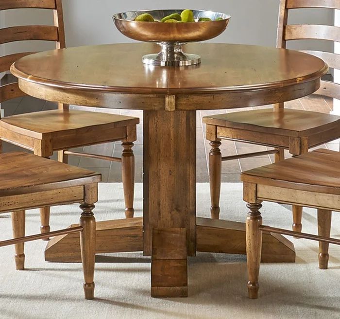 Bennett Round Pedestal Extension Table in Smoky Quartz BENSQ6250