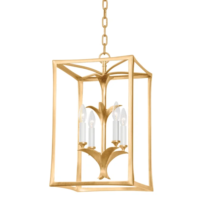 Bergamo 4-Light Lantern in Vintage Gold Leaf 13L x 13W x 21.75H