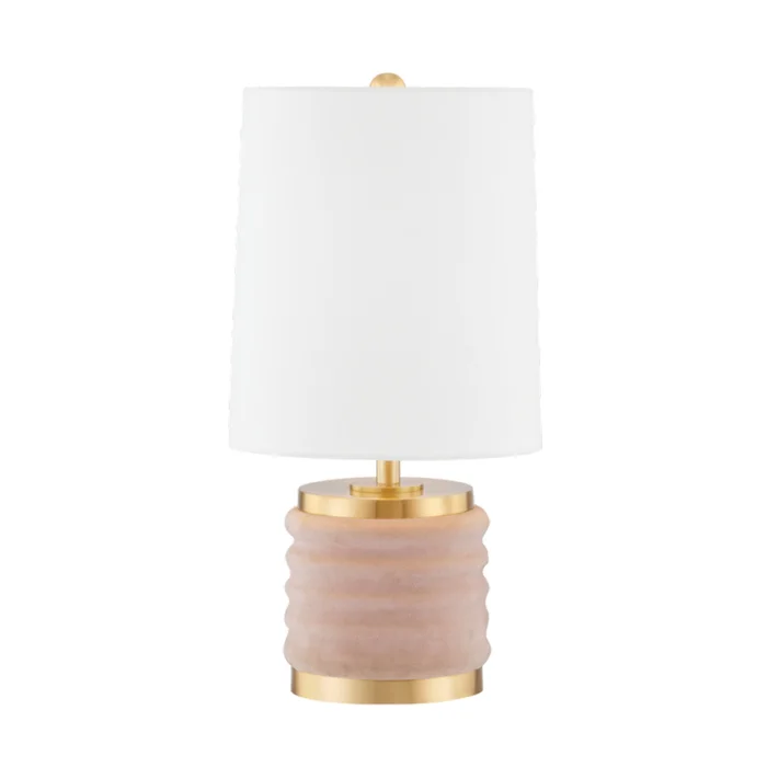Bethany 1-Light Table Lamp in Aged Brass/Blush Combo 20.5L x 8W x 16H