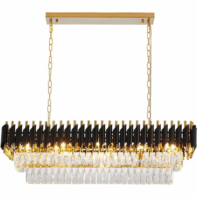Bethel International GL412C38G Black & Gold 38″ Island Light Fixture