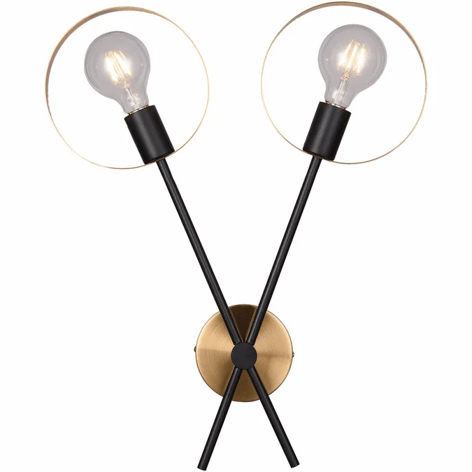 Bethel International TR72W17BR Contemporary Black & Brushed Brass Wall Sconce