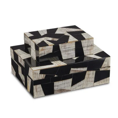 Bindu Collection Box Set of 2 in Natural/Black/Linen (142|1200-0642)