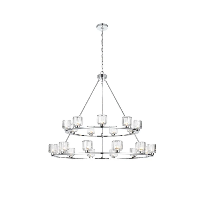 cadence 48 inch two-tier chandelier in chrome