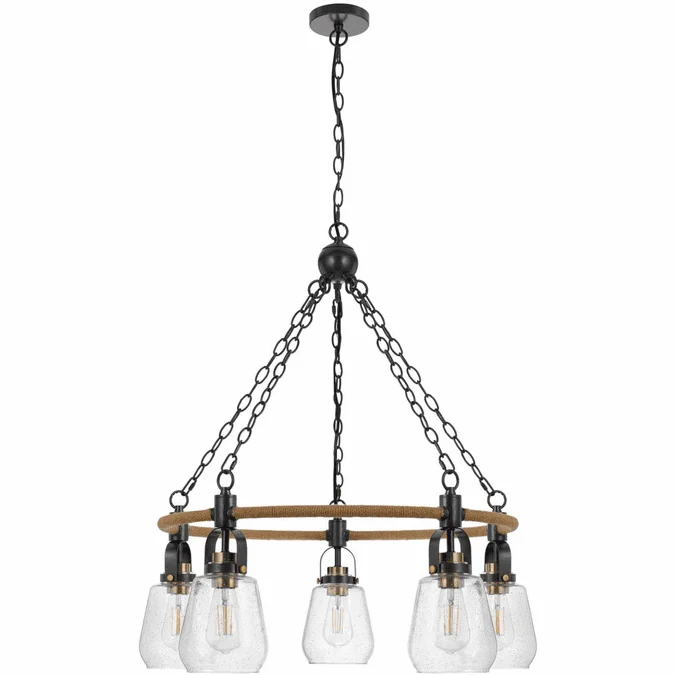 Cal FX-3824-5 Kavala Black / Antique Brass Hanging Chandelier