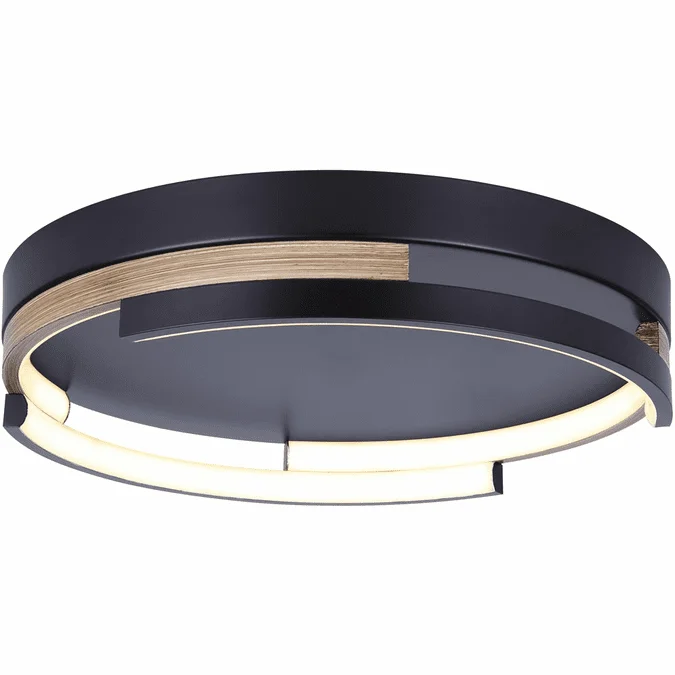 Canarm LFM283A15BKB Azria Modern Black / Brushed Brown LED Flush Lighting