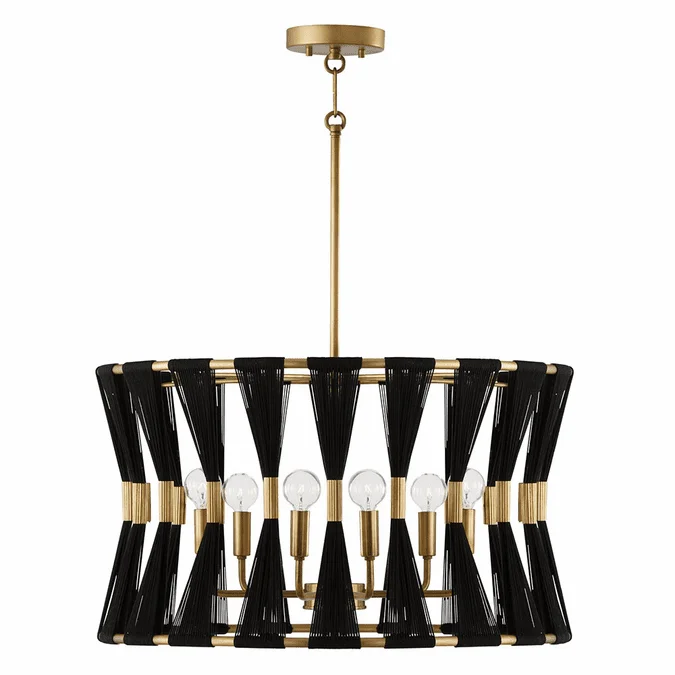 Capital Lighting 341161KP Bianca Contemporary Black Rope and Patinaed Brass 24.5″ Drop Lighting Fixture