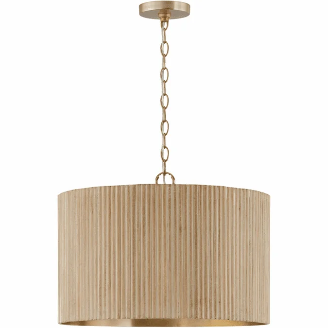 Capital Lighting 350741WS Donovan Modern White Wash and Matte Brass Drum Pendant Hanging Light