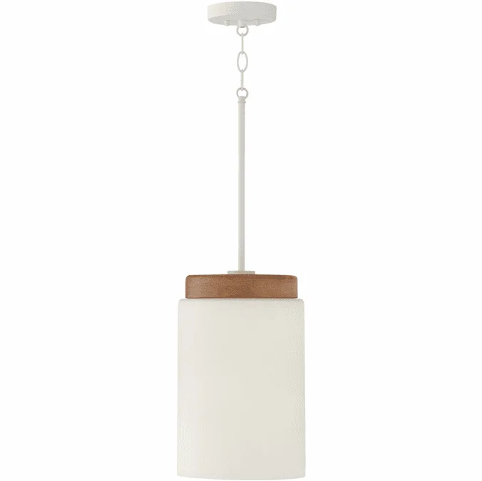 Capital Lighting 350911LT Liam Contemporary Light Wood and White Mini Drum Pendant Hanging Light