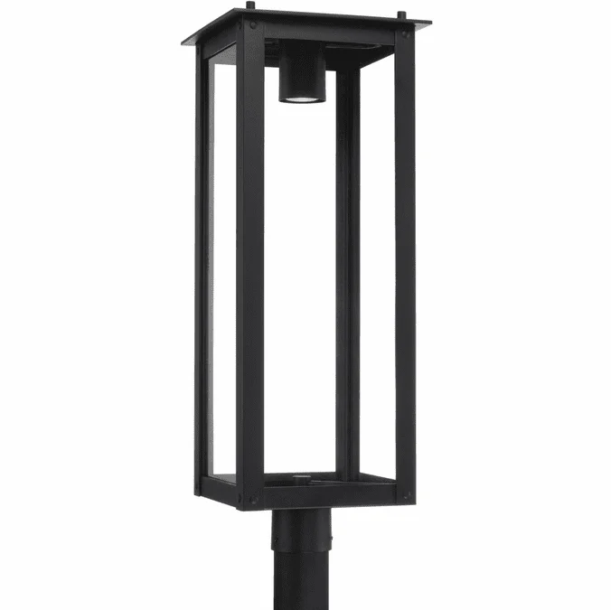 Capital Lighting 934643BK-GL Hunt Modern Black Exterior Post Light Fixture