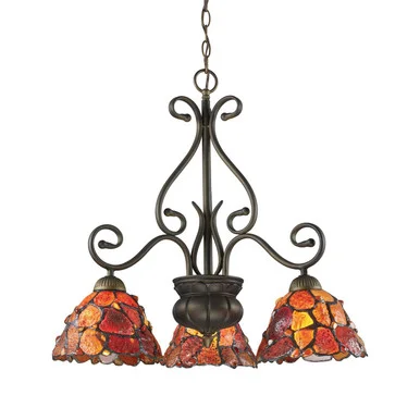 Carelina Three Light Chandelier in Tiffany Bronze (45|70005-3)