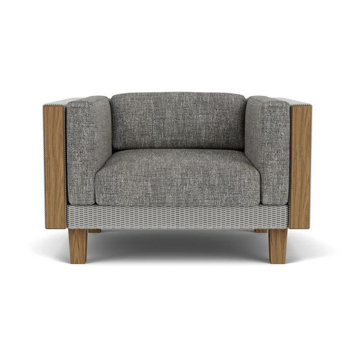 catalina lounge chair in platinum finish with black sand fabric grade b