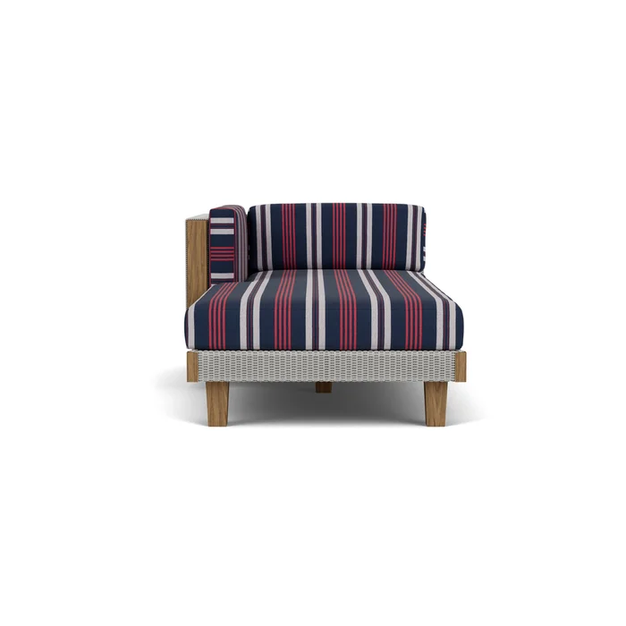 catalina right arm chaise in platinum finish with berkely hall navy fabric grade b