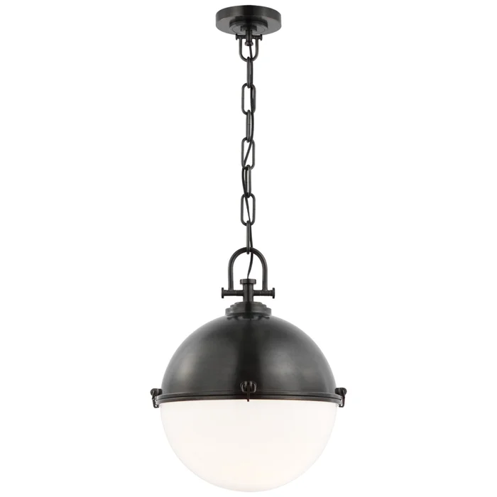 Chapman & Myers Adrian X-Large Globe Pendant in Bronze with White Glass Ceiling Light W17″ x H21.5″