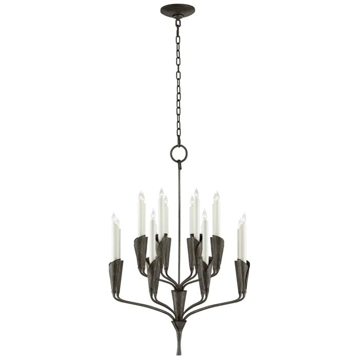 Chapman & Myers Aiden Small Chandelier in Aged Iron Ceiling Light W24.75″ x H35.75″