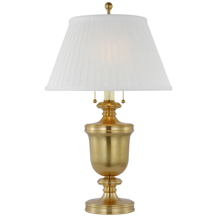 Chapman & Myers Classical Urn Form Medium Table Lamp in Antique-Burnished Brass with Silk Pleat Shade W15″ x H24″