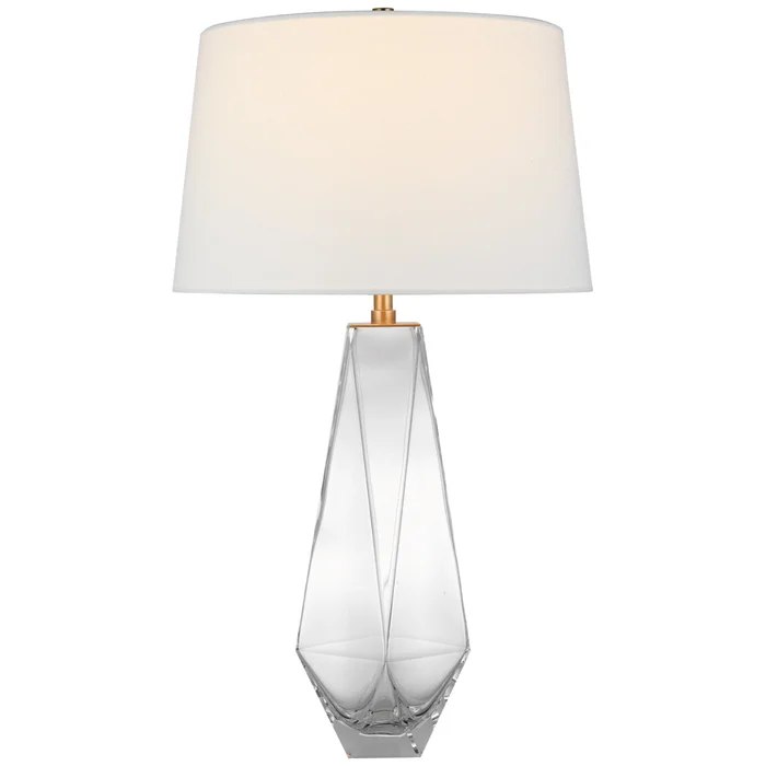 Chapman & Myers Gemma Medium Table Lamp in Clear Glass with Linen Shade W17.5″ x H29″
