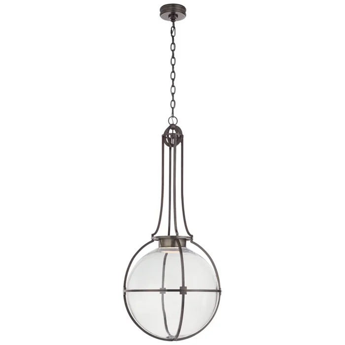 Chapman & Myers Gracie Large Captured Globe Pendant in Bronze with Clear Glass Ceiling Light W19.25″ x H44″