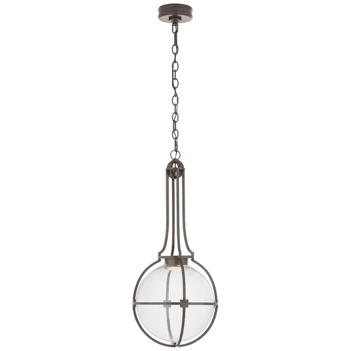 Chapman & Myers Gracie Medium Captured Globe Pendant in Bronze with Clear Glass Ceiling Light W13″ x H29.5″