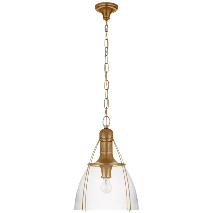 Chapman & Myers Prestwick 18″ Pendant in Antique-Burnished Brass with Clear Glass Ceiling Light W18″ x H26.5″