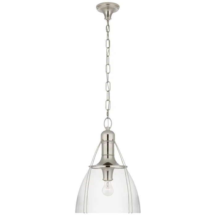 Chapman & Myers Prestwick 18″ Pendant in Polished Nickel with Clear Glass Ceiling Light W18″ x H26.5″