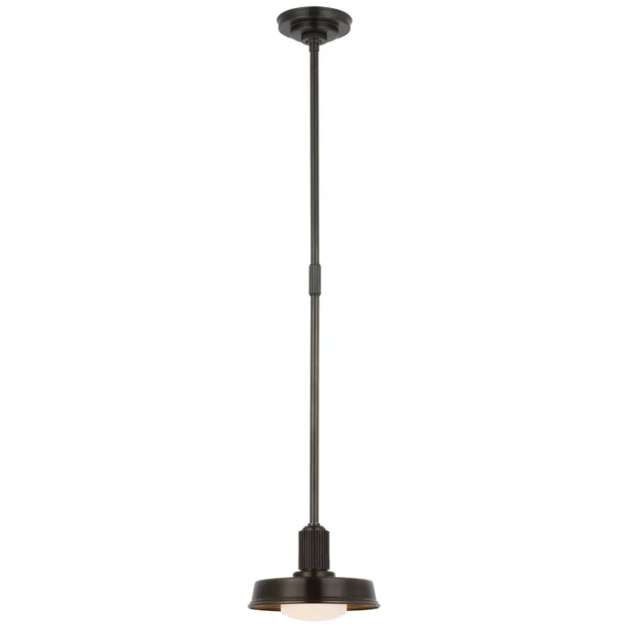 Chapman & Myers Ruhlmann Small 9″ Pendant in Bronze with White Glass Ceiling Light W9″
