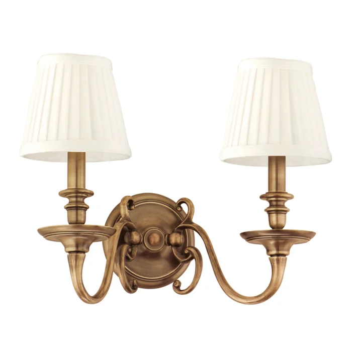 Charleston 2-Light Wall Sconce in Aged Brass 16L x 16W x 12.5H