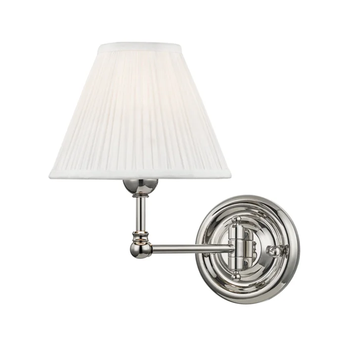 Classic No.1 1-Light Wall Sconce in Polished Nickel by Mark D. Sikes 7.5L x 7.5W x 10.5H