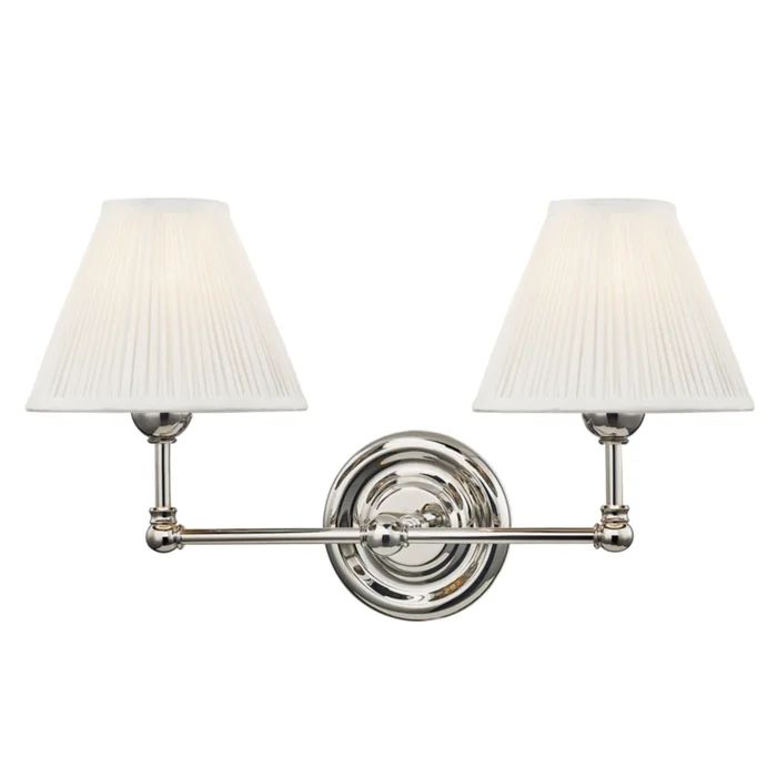 Classic No.1 2-Light Wall Sconce in Polished Nickel by Mark D. Sikes 18.25L x 18.25W x 10.5H