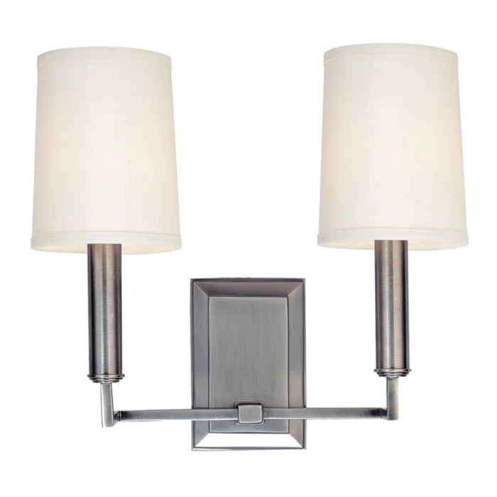 Clinton 2-Light Wall Sconce in Polished Nickel 11L x 11W x 11.5H