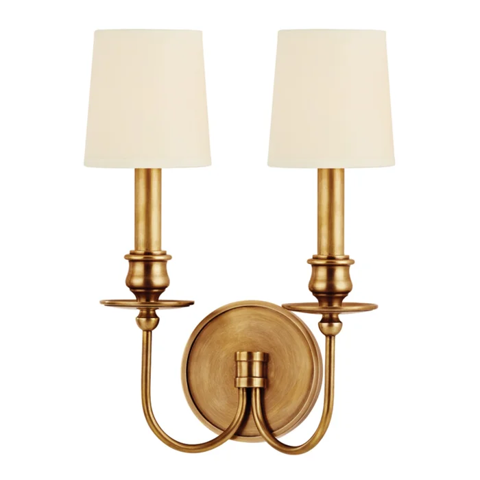 Cohasset 2-Light Wall Sconce in Aged Brass 10.25L x 10.25W x 14H