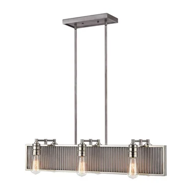 Corrugated Steel Six Light Chandelier in Weathered Zinc (45|15928/6)