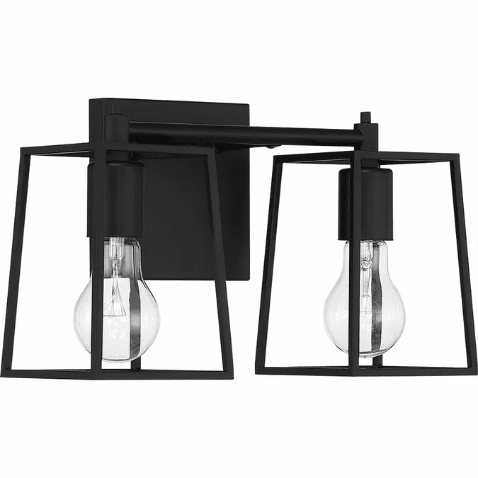 Craftmade 12113FB2 Dunn Contemporary Flat Black 2-Light Bathroom Light Fixture