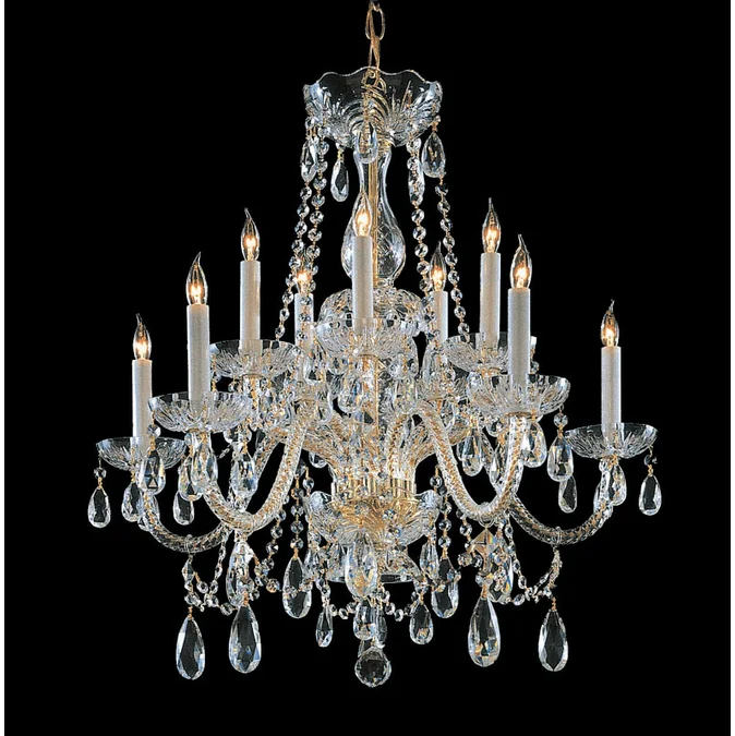 Crystorama 1130-PB-CL-MWP Traditional Crystal 24 Inch Tall Polished Brass 10 Candle Dining Chandelier