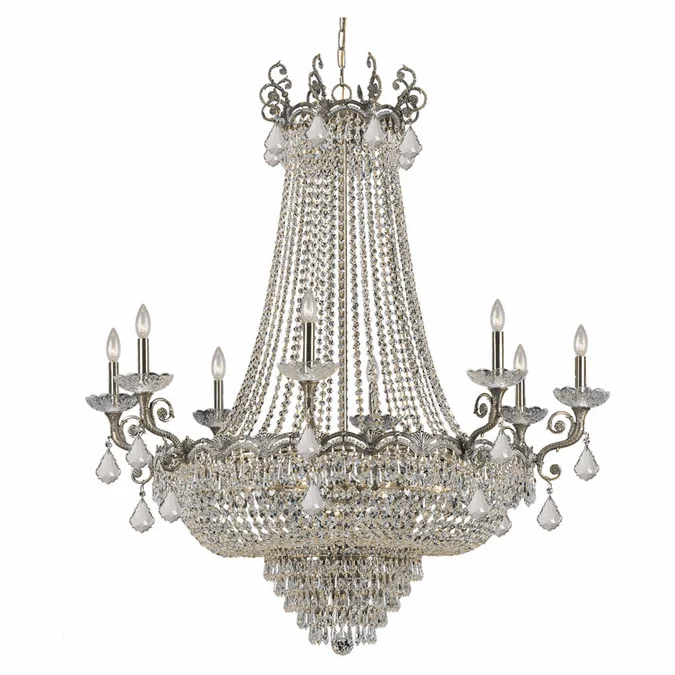 Crystorama 1488-HB-CL-MWP Majestic Large 46 Inch Diameter Crystal Historic Brass Finish Dining Chandelier