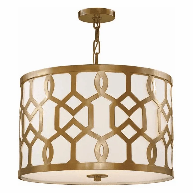 Crystorama 2265-AG Jennings Aged Brass Drum Pendant Light Fixture