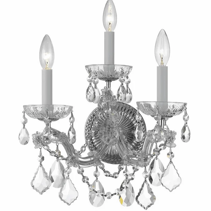 Crystorama 4403-CH-CL-S Maria Theresa Polished Chrome Candle Lamp Sconce