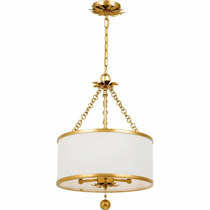 Crystorama 513-GA Broche Antique Gold Drum Hanging Pendant Light