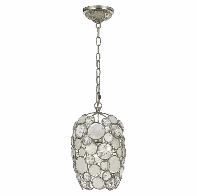 Crystorama 523-SA Palla Contemporary 8 Inch Diameter Antique Silver Mini Pendant Lighting