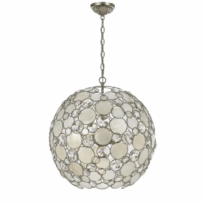 Crystorama 529-SA Palla Antique Silver Finish 21 Inch Diameter Large Ball Pendant Ceiling Light