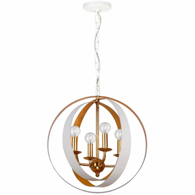 Crystorama 584-MT-GA Luna Matte White / Antique Gold Mini Chandelier Lamp