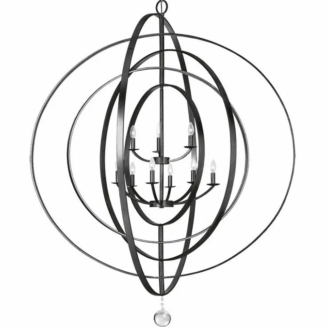 Crystorama 587-MK Luna Modern Matte Black 48″ Ceiling Chandelier