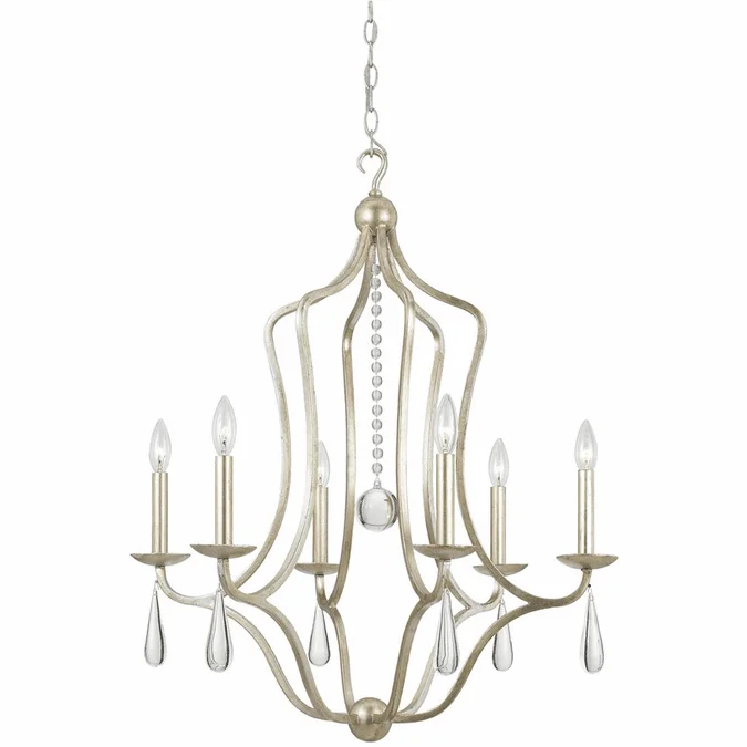 Crystorama 5976-SL Manning Silver Leaf 26″ Chandelier Lighting