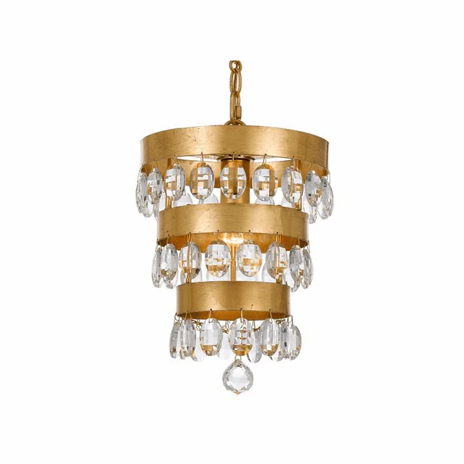Crystorama 6103-GA Perla Antique Gold Mini Lighting Chandelier