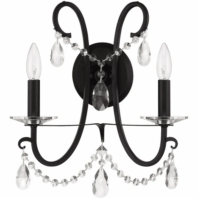 Crystorama 6822-MK-CL-MWP Othello Crystal Matte Black Lamp Sconce