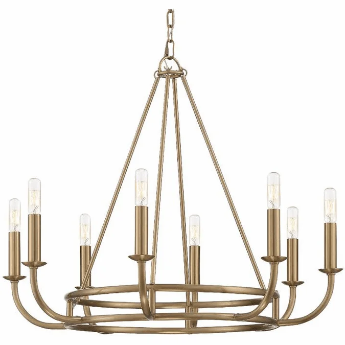 Crystorama BAI-A2108-AG Bailey Contemporary Aged Brass Chandelier Light
