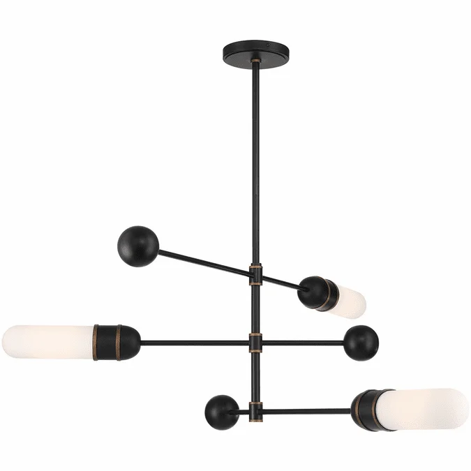 Crystorama CAP-8513-MK-TG Capsule Contemporary Matte Black / Textured Gold LED Chandelier Light