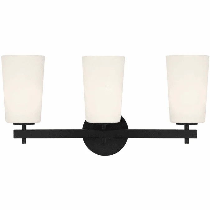 Crystorama COL-103-BK Colton Black 3-Light Vanity Light Fixture